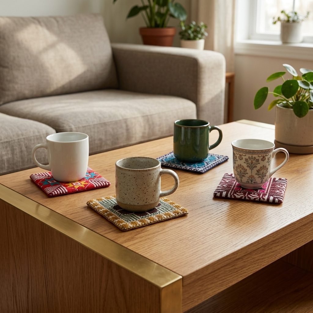 Hand-Stitched Tatreez Coasters