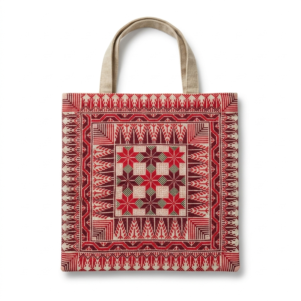 Ghuroob Al Rabee’ Hand-Stitched Tote Bag