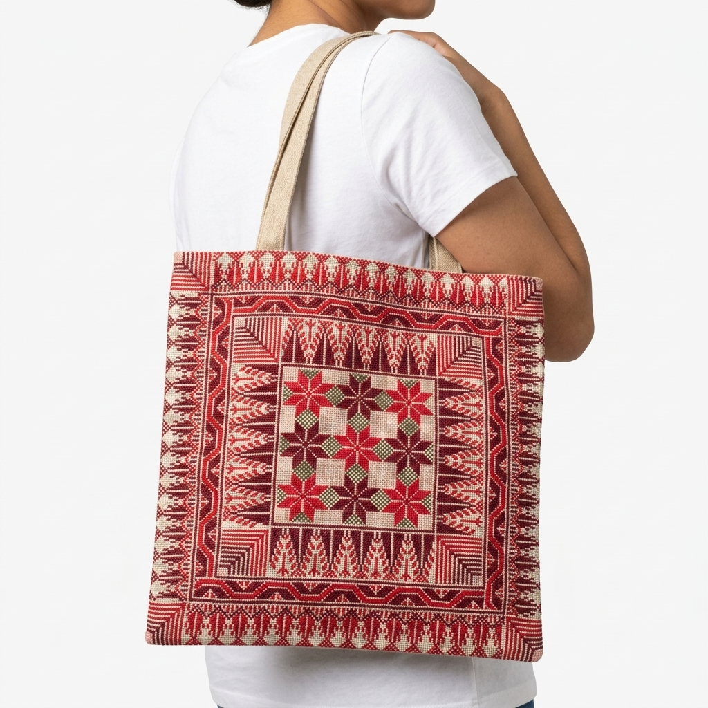 Ghuroob Al Rabee’ Hand-Stitched Tote Bag