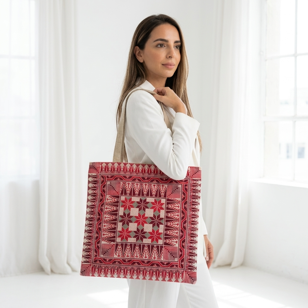 Ghuroob Al Rabee’ Hand-Stitched Tote Bag