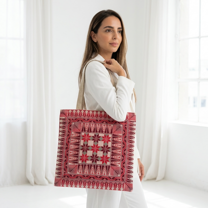 Ghuroob Al Rabee’ Hand-Stitched Tote Bag