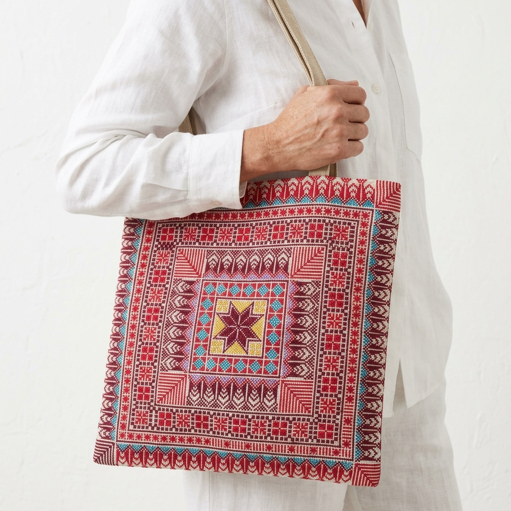 Shams Al Rabee’ Hand-Stitched Tote Bag