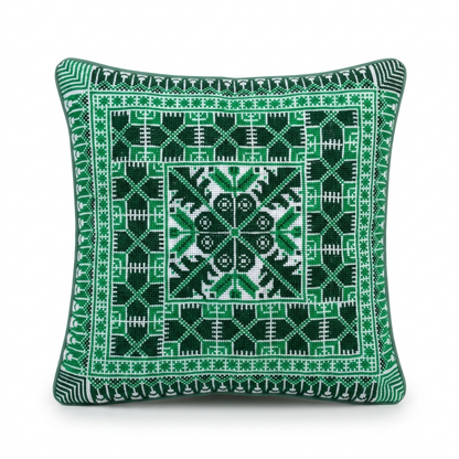 Green Hand-Stitched Tatreez Cushion Cover - August 2026 Edition
