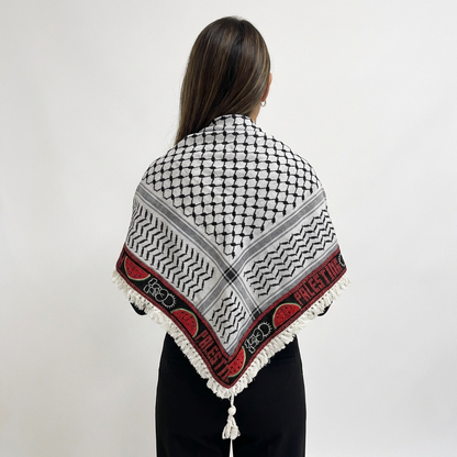 Handala Watermelon Shawl – Handmade Tassels