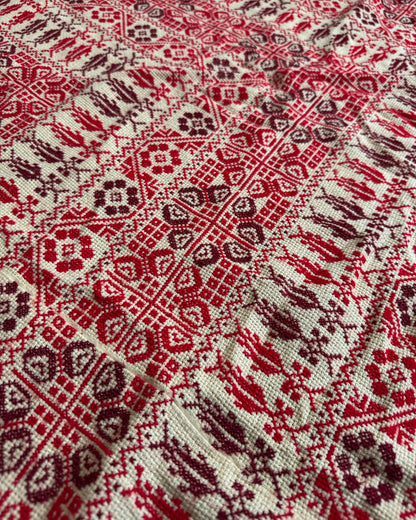 Ward Hand-Stitched Shawl - Red Ivory