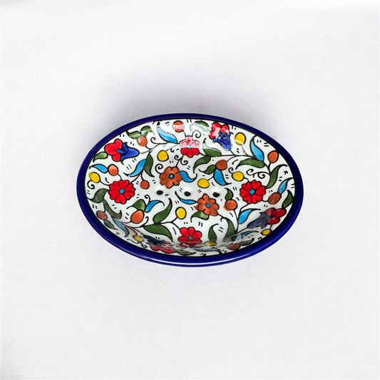 Soap Dish – Multicolor & Navy | Hand-Painted Palestinian Ceramic