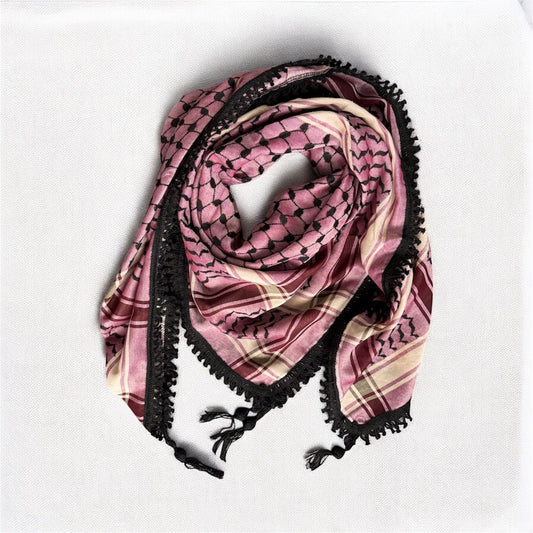 Echoes – Deep Maroon Kufiya (Keffiyeh) | Made in Jordan