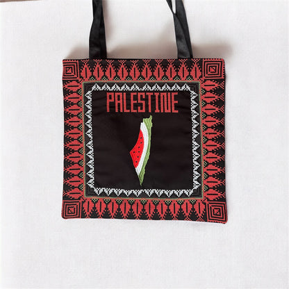 Tatreez Tote Bag – Palestine Watermelon Map | Palestinian Embroidery