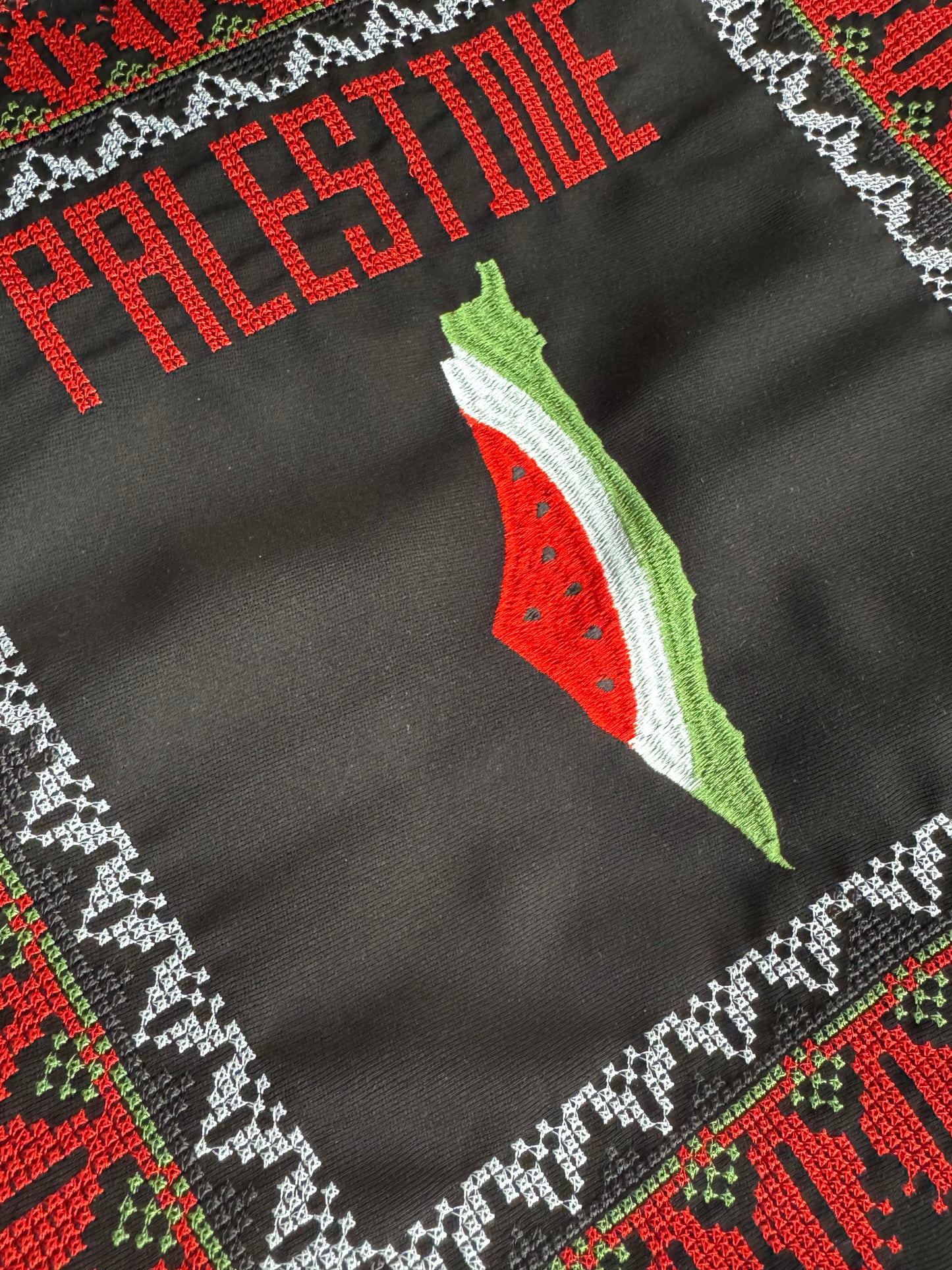 Tatreez Tote Bag – Palestine Watermelon Map | Palestinian Embroidery
