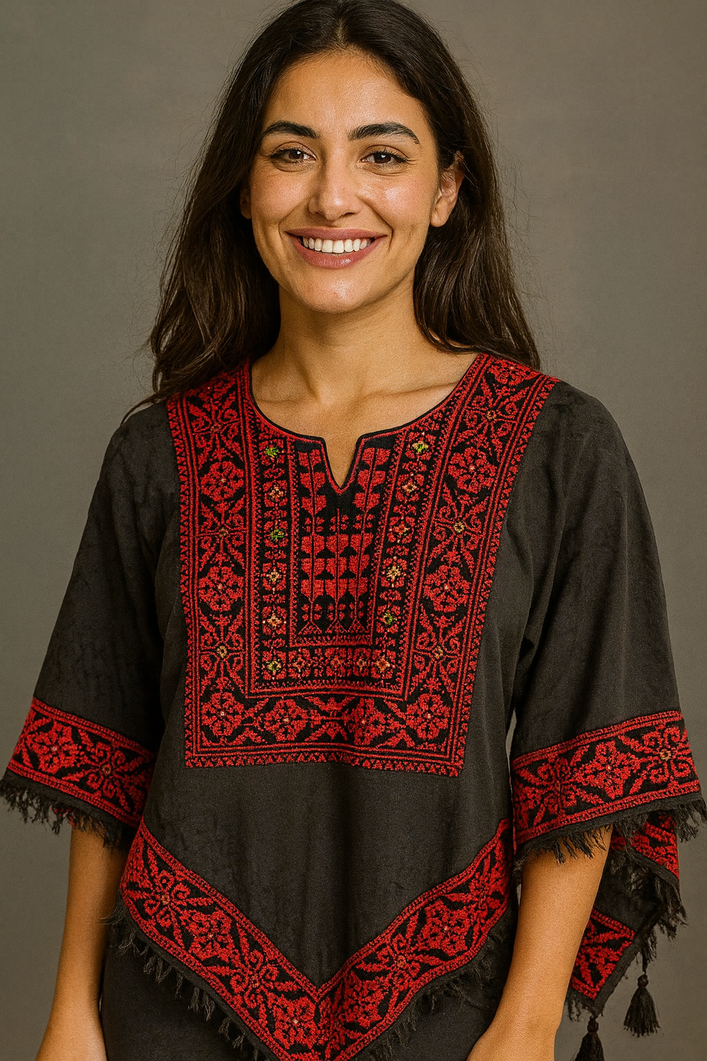 Kufiya Poncho – Black, White, Classic - A Wearable Statement of Heritage