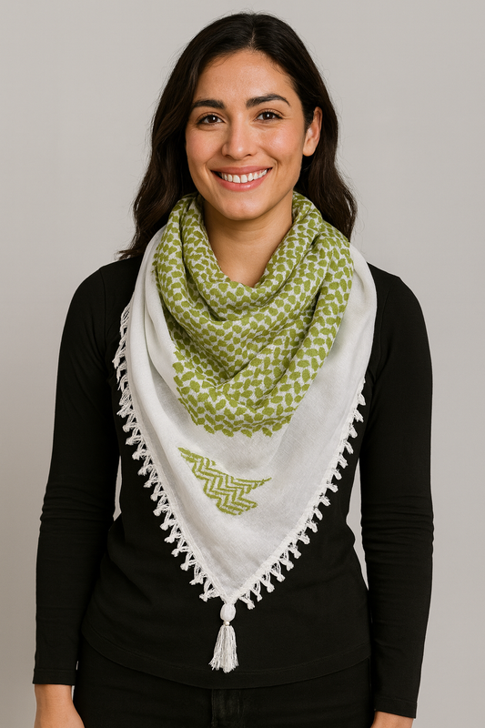 The Bold Kufiya (Keffiyeh) | Striking Green, Vivid Pink, Inversed Black - Made in Jordan