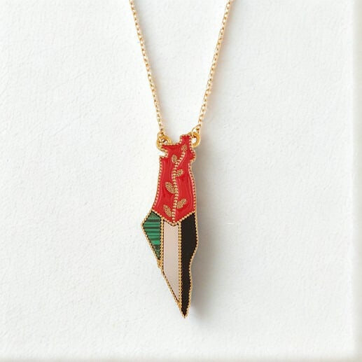 Palestine Map Flag & Olive Branch Necklace | Silver & Gold