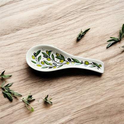 Spoon Rest - Olive Branch | Hand-Painted Palestinian Ceramic