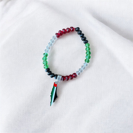 Beaded Bracelets - Palestine Map with Flag and Cities