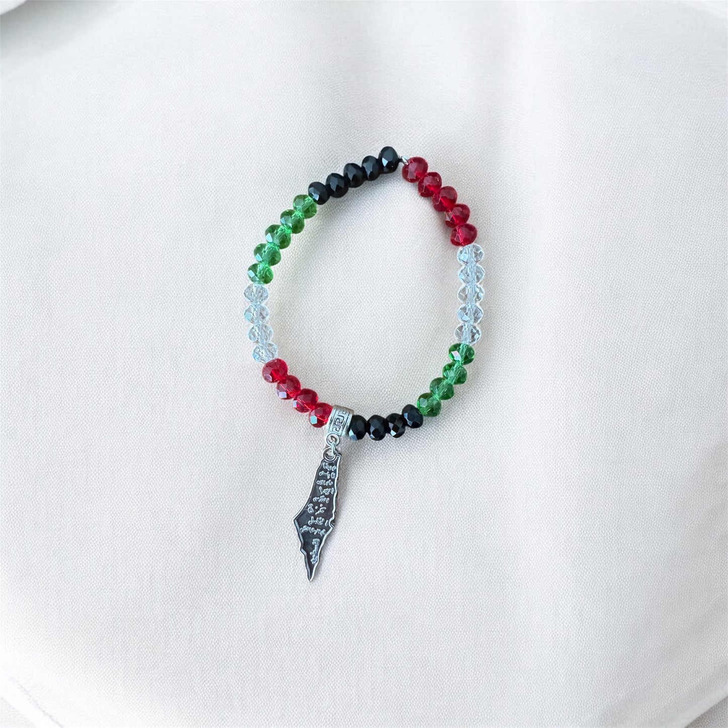 Beaded Bracelets - Palestine Map with Flag and Cities