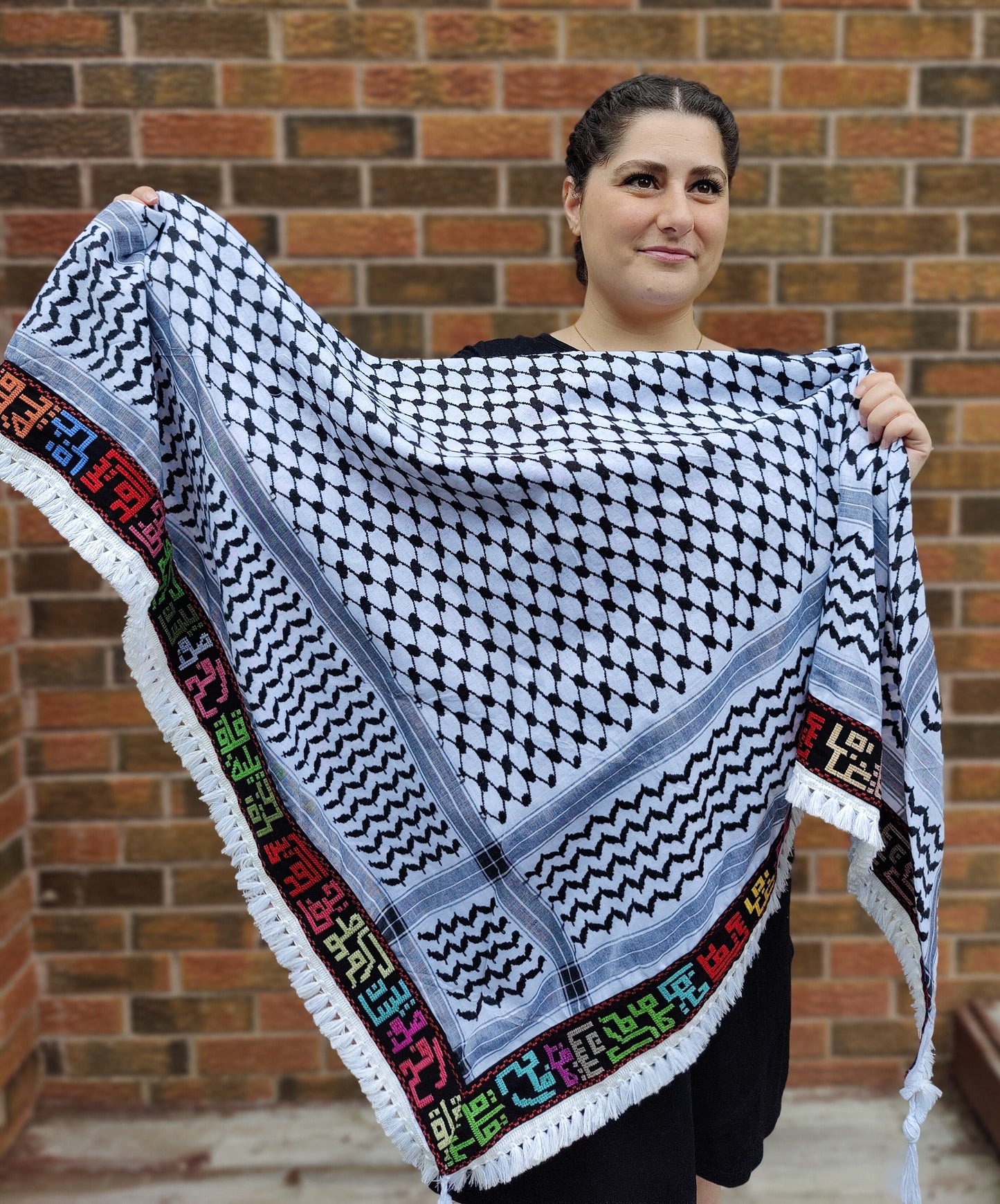 Royal Palestinian Kufiyyah with Tatreez of City Names – Double Layered