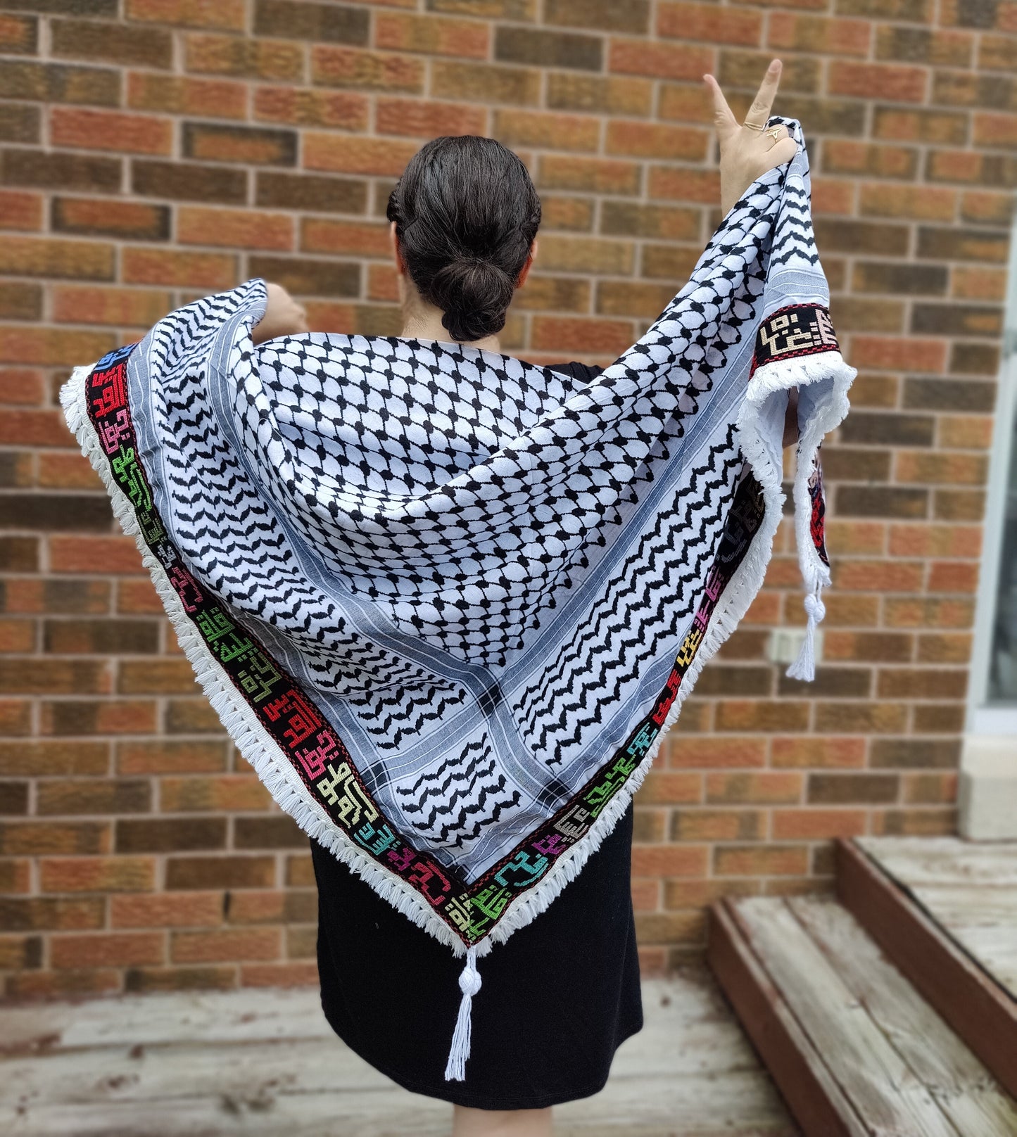 Royal Palestinian Kufiyyah with Tatreez of City Names – Double Layered