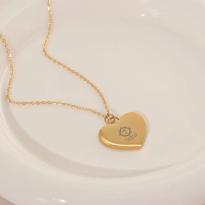 Pearl Heart Necklace | "Will You Free My Palestine" - 18k Gold Plating Stainless Steel - Palestine Jewelry