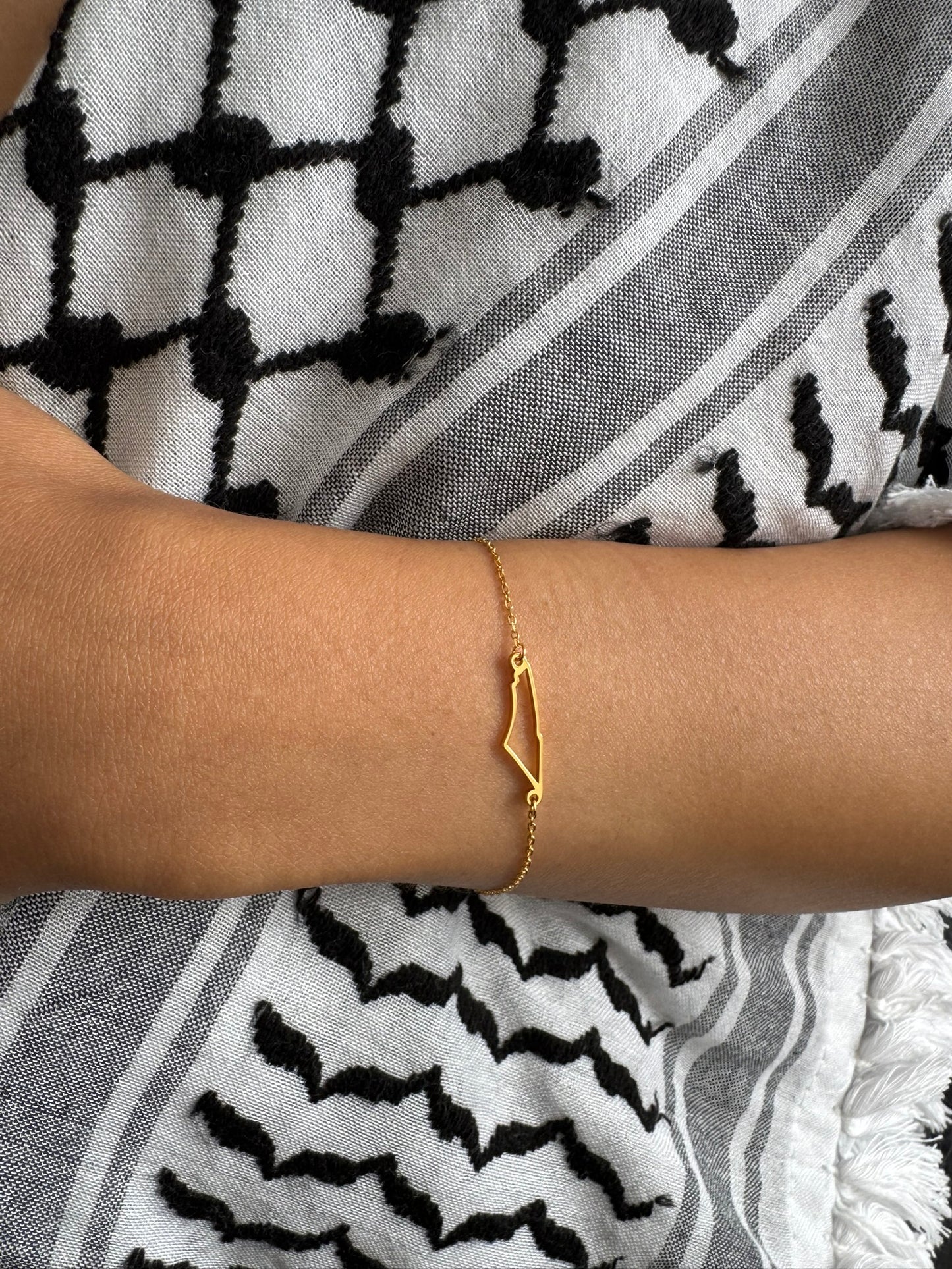 Palestine Map Bracelet | Outline Design – Sterling Silver & 18k Gold Plated - Palestine Jewelry