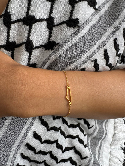 Palestine Map Bracelet | Outline Design – Sterling Silver & 18k Gold Plated - Palestine Jewelry