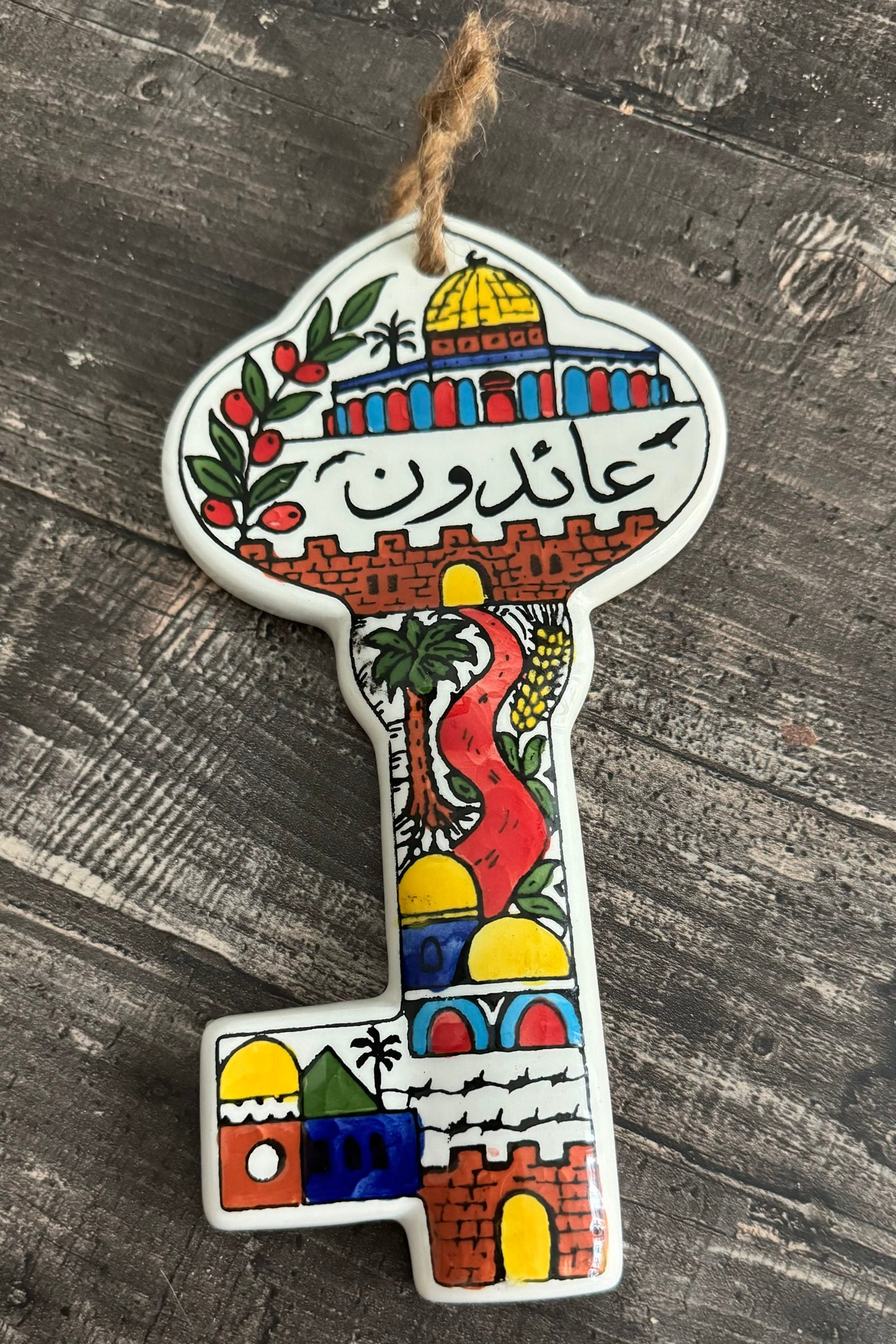 Key of Return - Wall Hanging Decor - Al-Khalil Multicolored Hand-Painted Palestinian Ceramic