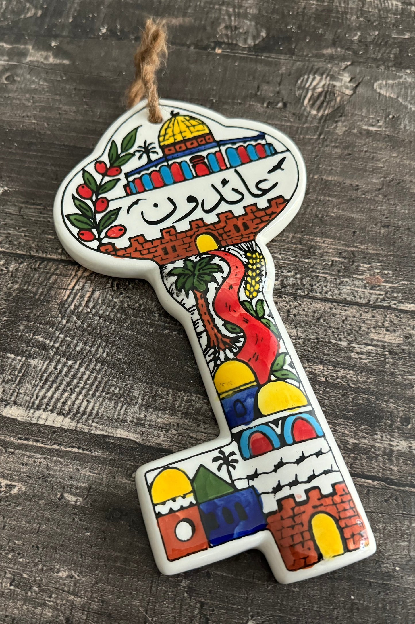 Key of Return - Wall Hanging Decor - Al-Khalil Multicolored Hand-Painted Palestinian Ceramic