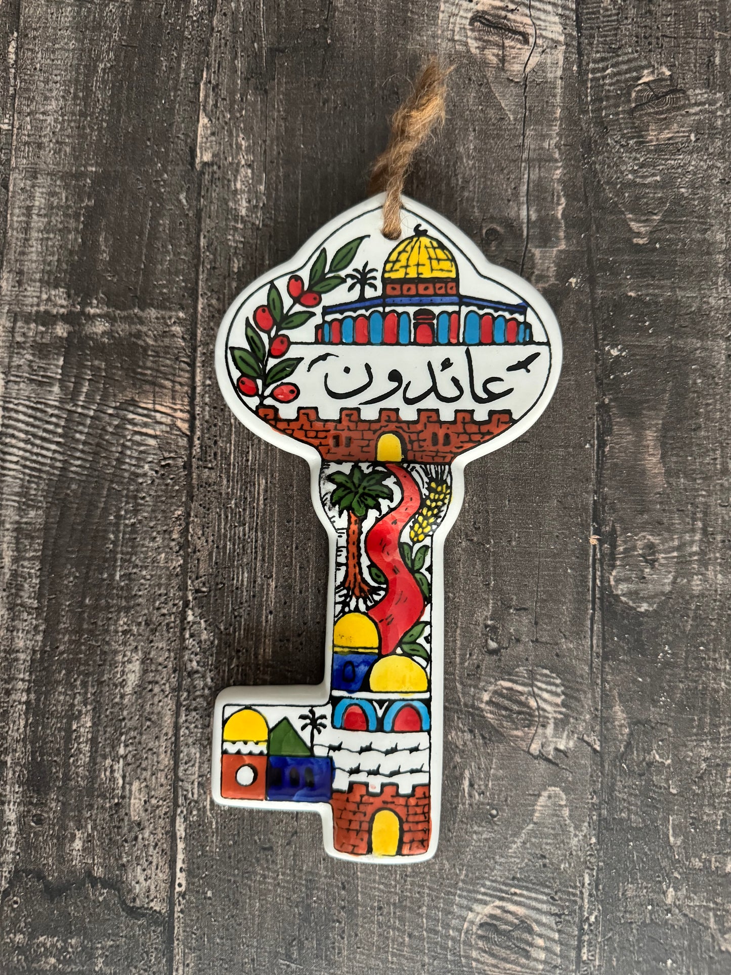 Key of Return - Wall Hanging Decor - Al-Khalil Multicolored Hand-Painted Palestinian Ceramic