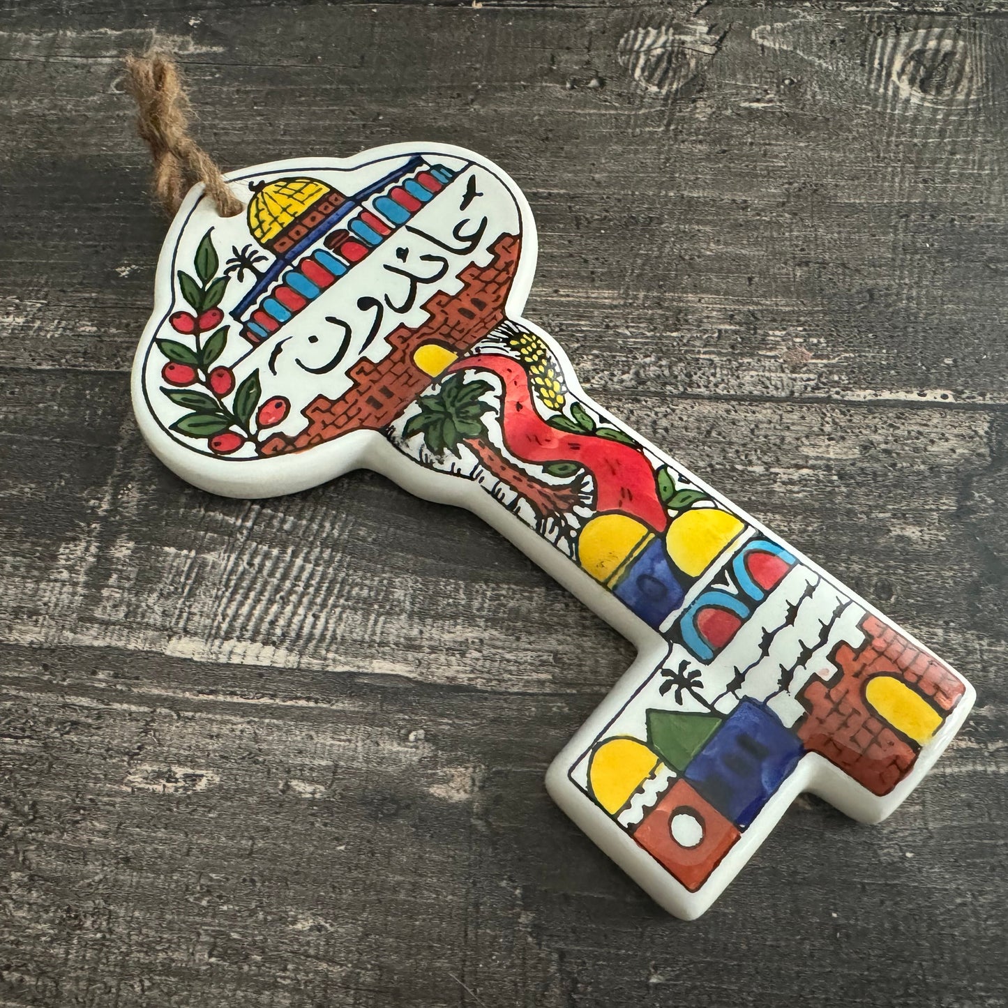 Key of Return - Wall Hanging Decor - Al-Khalil Multicolored Hand-Painted Palestinian Ceramic