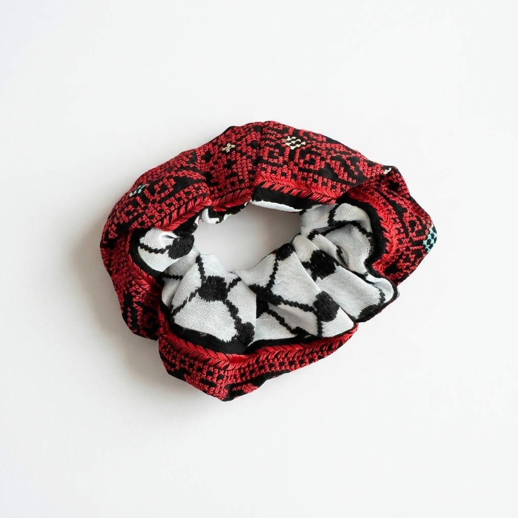 Classic Kufiya Scrunchie - Red Tatreez