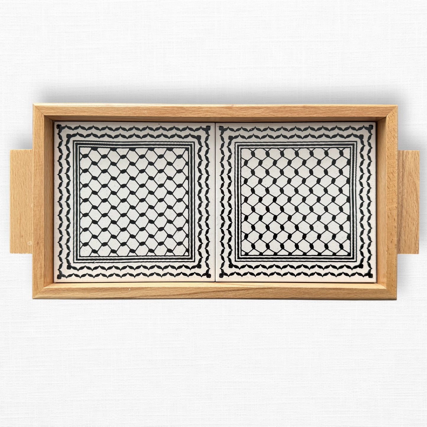 Kufiya Ceramic Serving Tray | Handmade by Palestinian Artisans