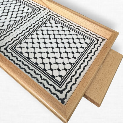 Kufiya Ceramic Serving Tray | Handmade by Palestinian Artisans