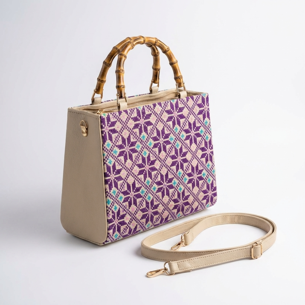 Handmade Tatreez Top-Handle Bag | Convertible Crossbody