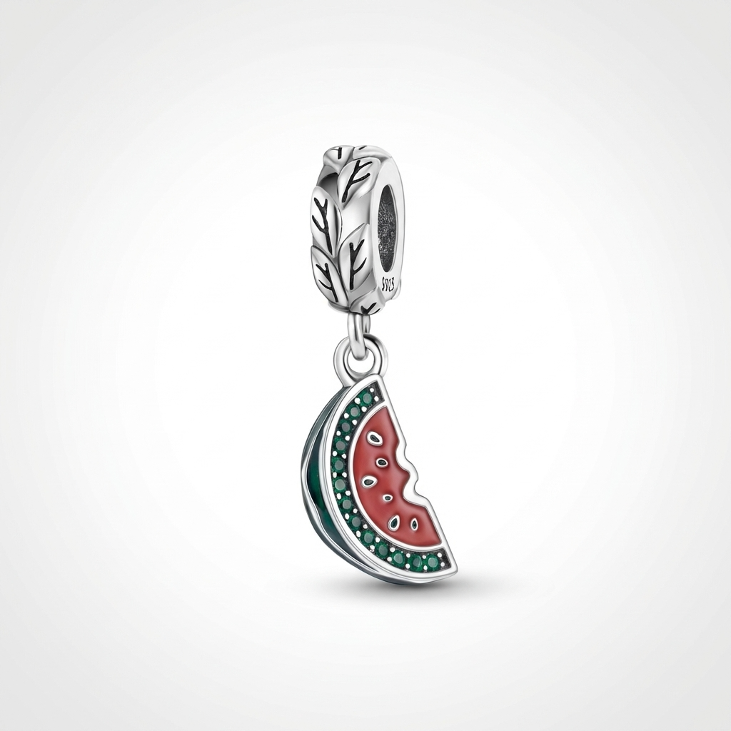 Watermelon Sterling Silver Charm – Fits Pandora-Style Bracelets