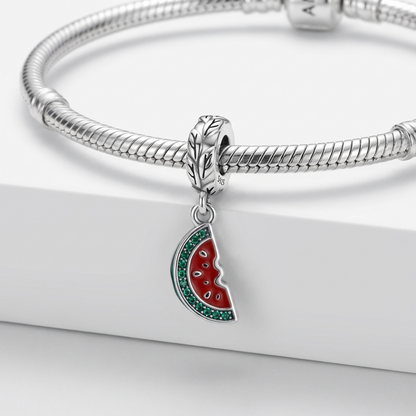 Watermelon Sterling Silver Charm – Fits Pandora-Style Bracelets