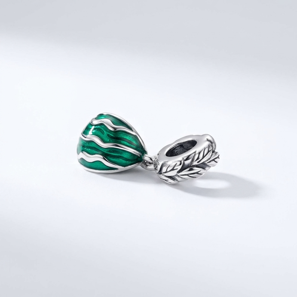 Watermelon Sterling Silver Charm – Fits Pandora-Style Bracelets