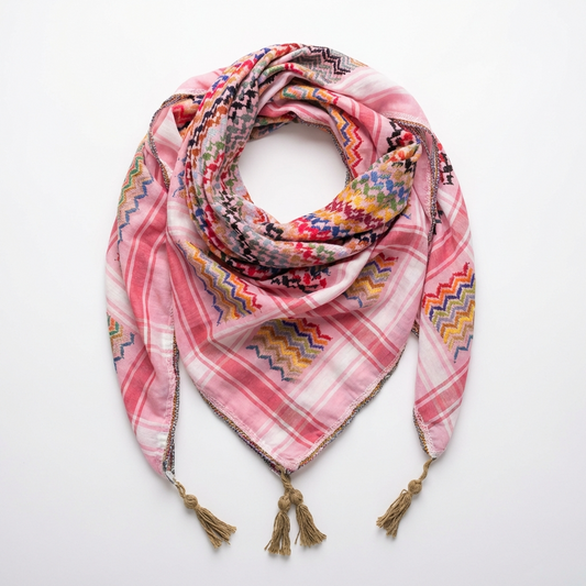 Vibrant Light Pink Kufiya (Keffiyeh) | Made in Jordan