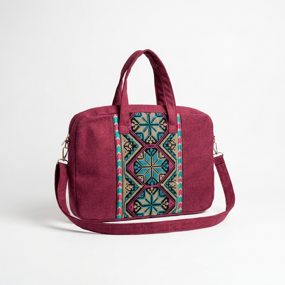 Maroon Tatreez Laptop Bag | Made by Palestinian Artisans