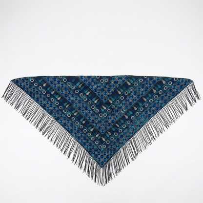 Mawj Hand-Stitched Shawl - Blue Black