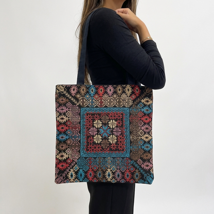 Midnight Mosaic – Tatreez Tote Bag | Palestinian Embroidery