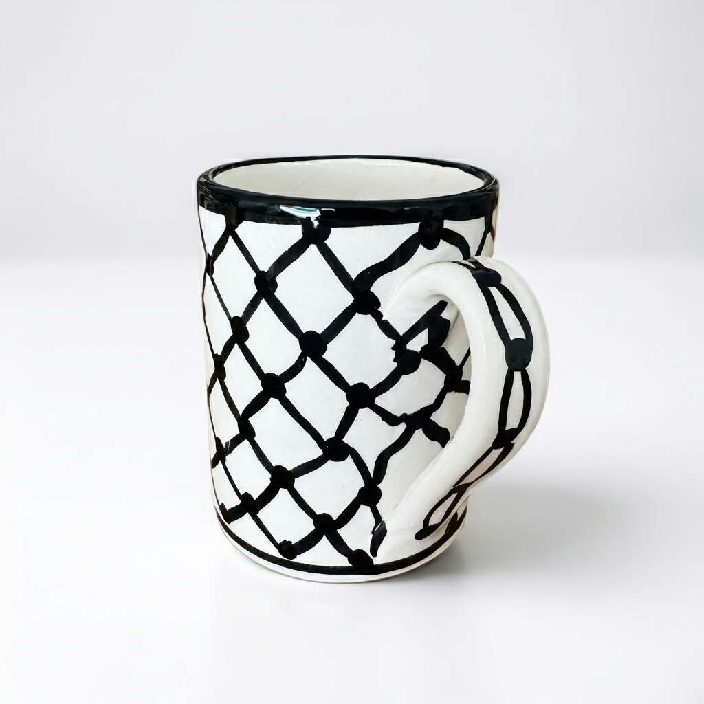 Handmade Kufiya Ceramic Mugs | Made by Palestinian Artisans