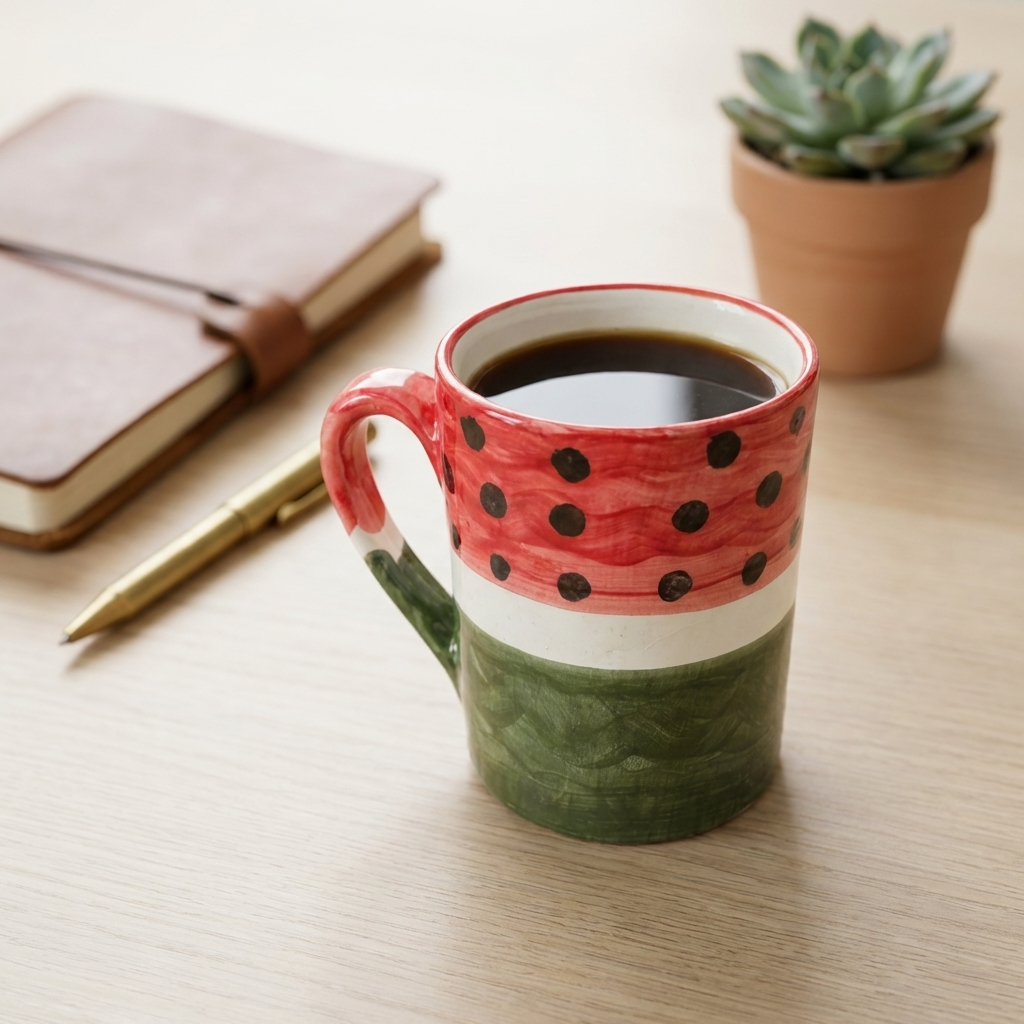 Handmade Watermelon Ceramic Mug | Made by Palestinian Artisans