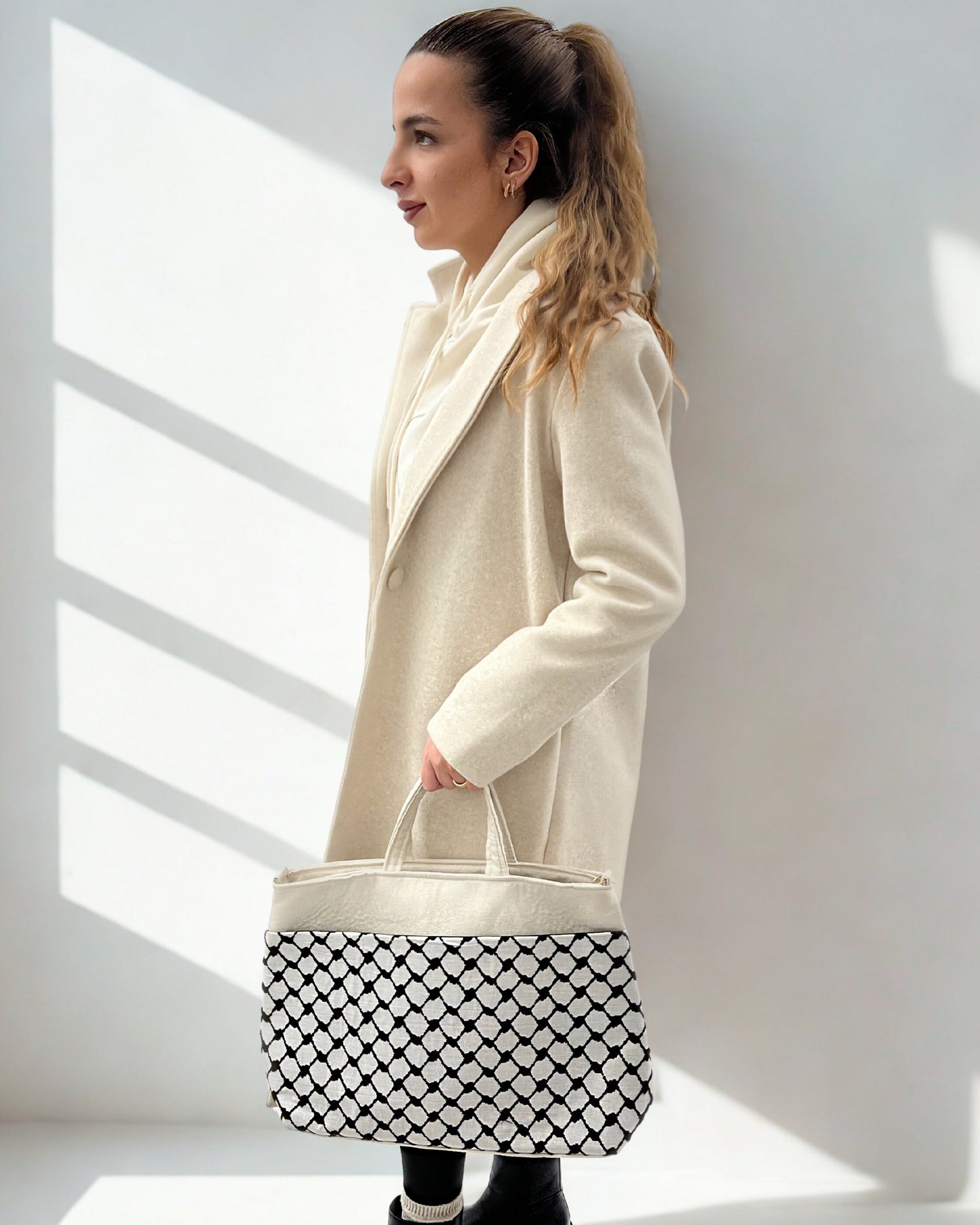 Cross-Body Functional Bags – Tatreez & Kufiya | Zipper & Dual Handles | Palestinian Solidarity