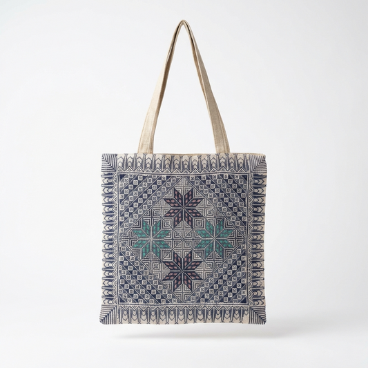 Blue Handmade Tatreez Tote Bag – March 2026 Edition