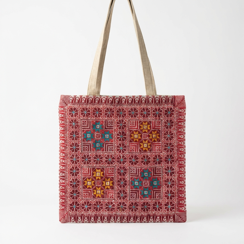 Red Handmade Tatreez Tote Bag – March 2026 Edition