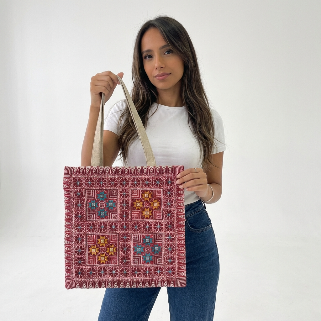 Red Handmade Tatreez Tote Bag – March 2026 Edition
