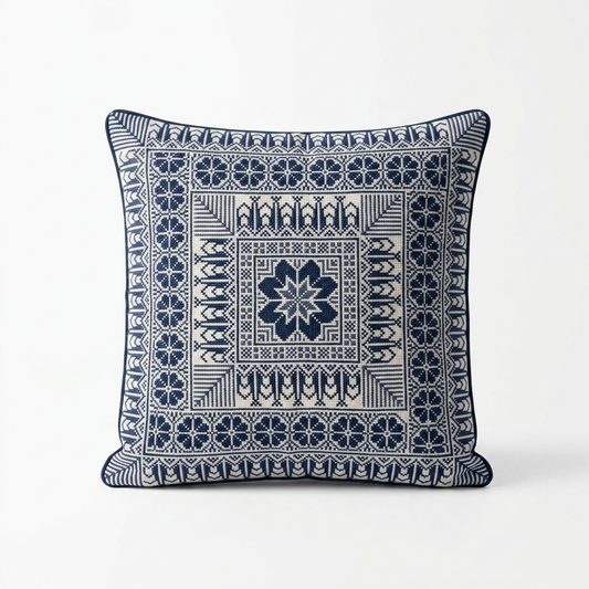 Navy Tatreez Cushion Cover – May 2026 Edition