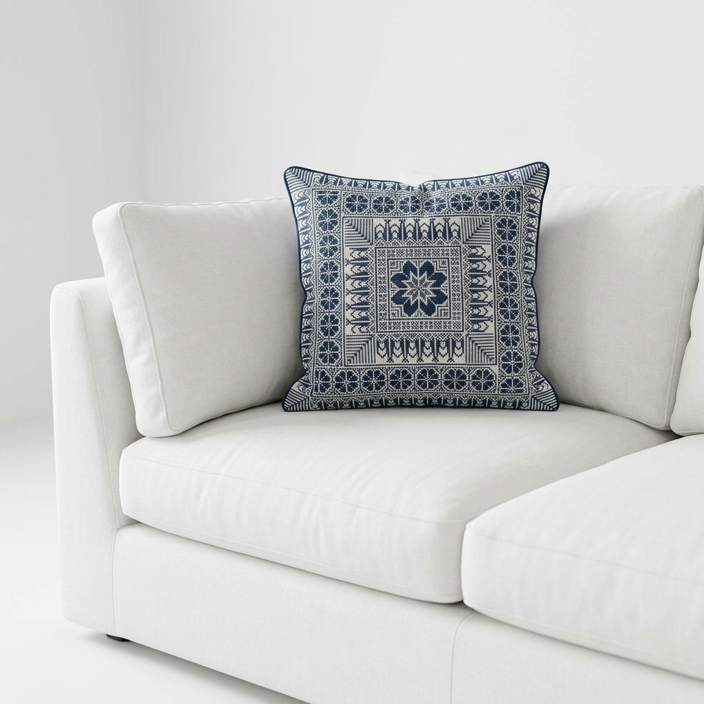 Navy Tatreez Cushion Cover – May 2026 Edition