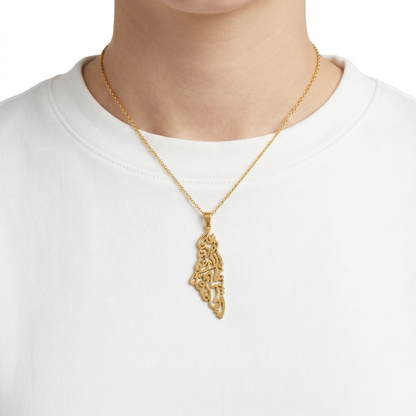 On This Land Palestine Map Necklace