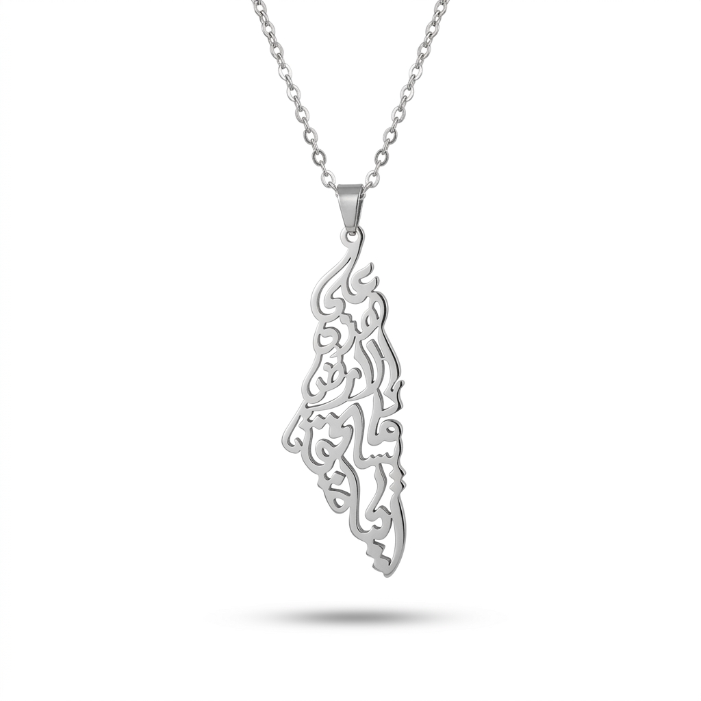 On This Land Palestine Map Necklace