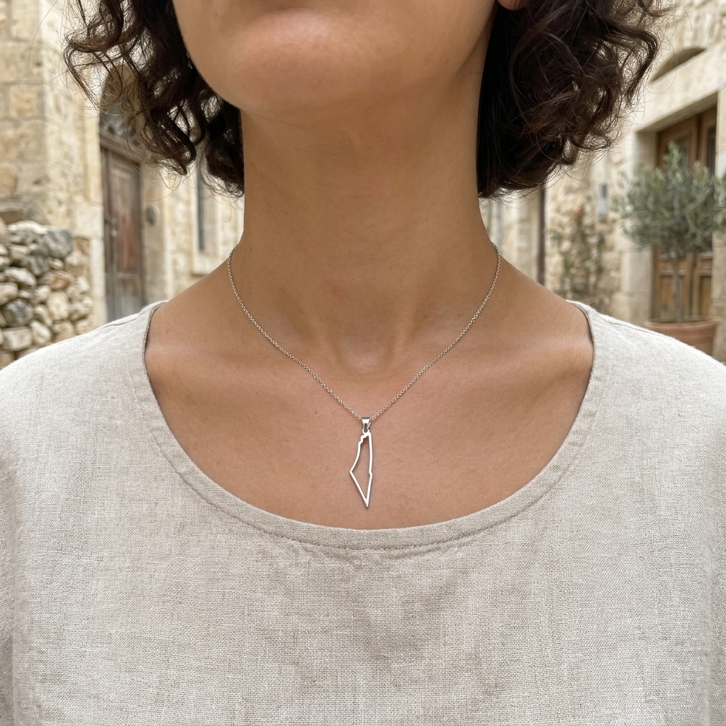 Palestine Map Outline Necklace